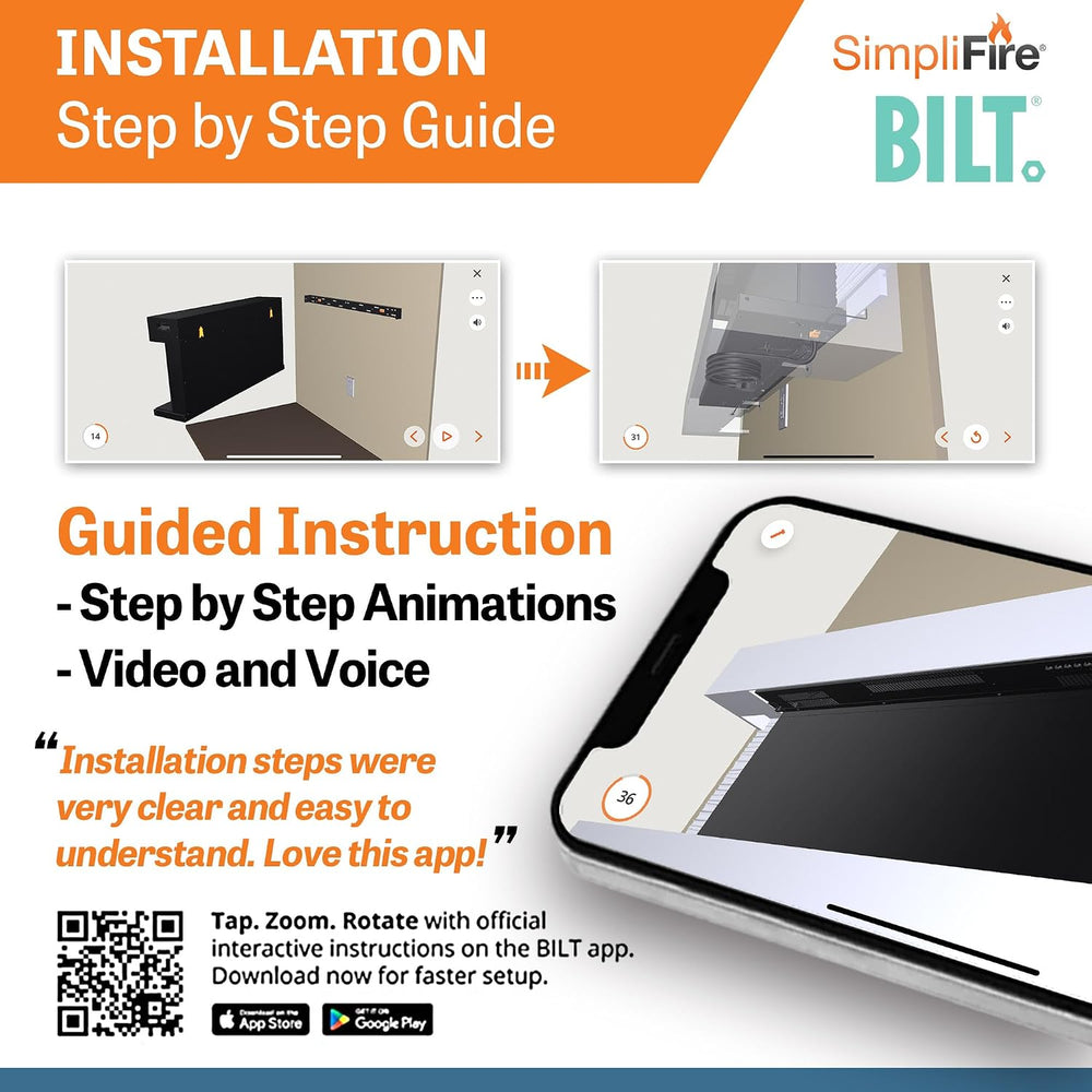 SimpliFire Format 36-Inch Wall Mount Electric Fireplace with 50-Inch Floating...