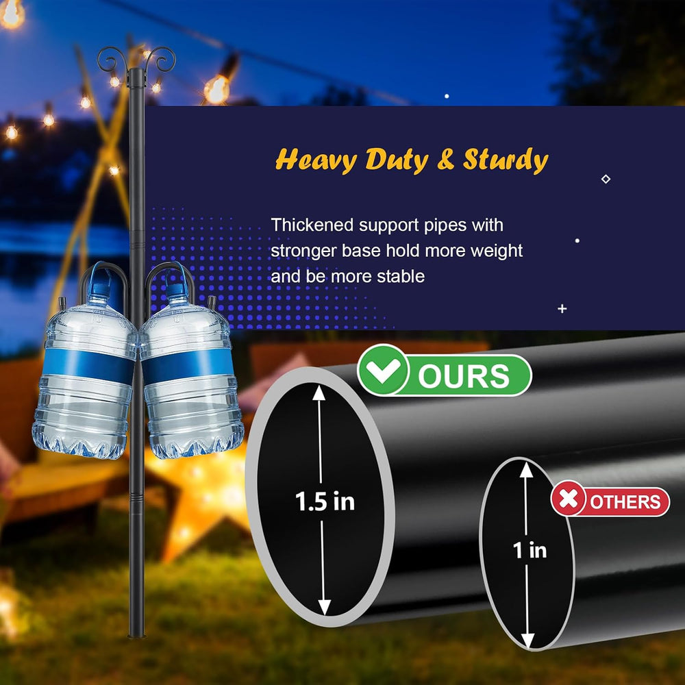 10FT String Light Poles 2Pack, 1.5 Inch Heavy Duty Poles for Outdoor String L...