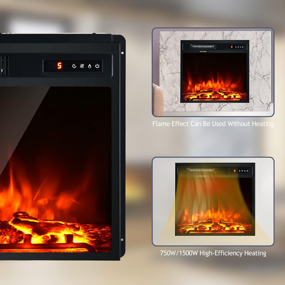 Giantex 18" Electric Fireplace Insert Heater, Wall Recessed/Mounted Fire...