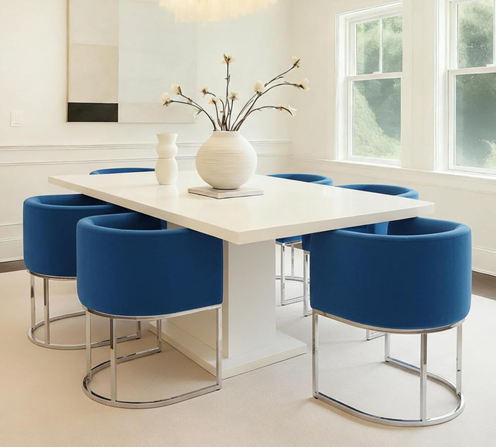 HNY Mid Century Modern Upholstered Barrel Dining Chairs with Arms Set of 6, V...