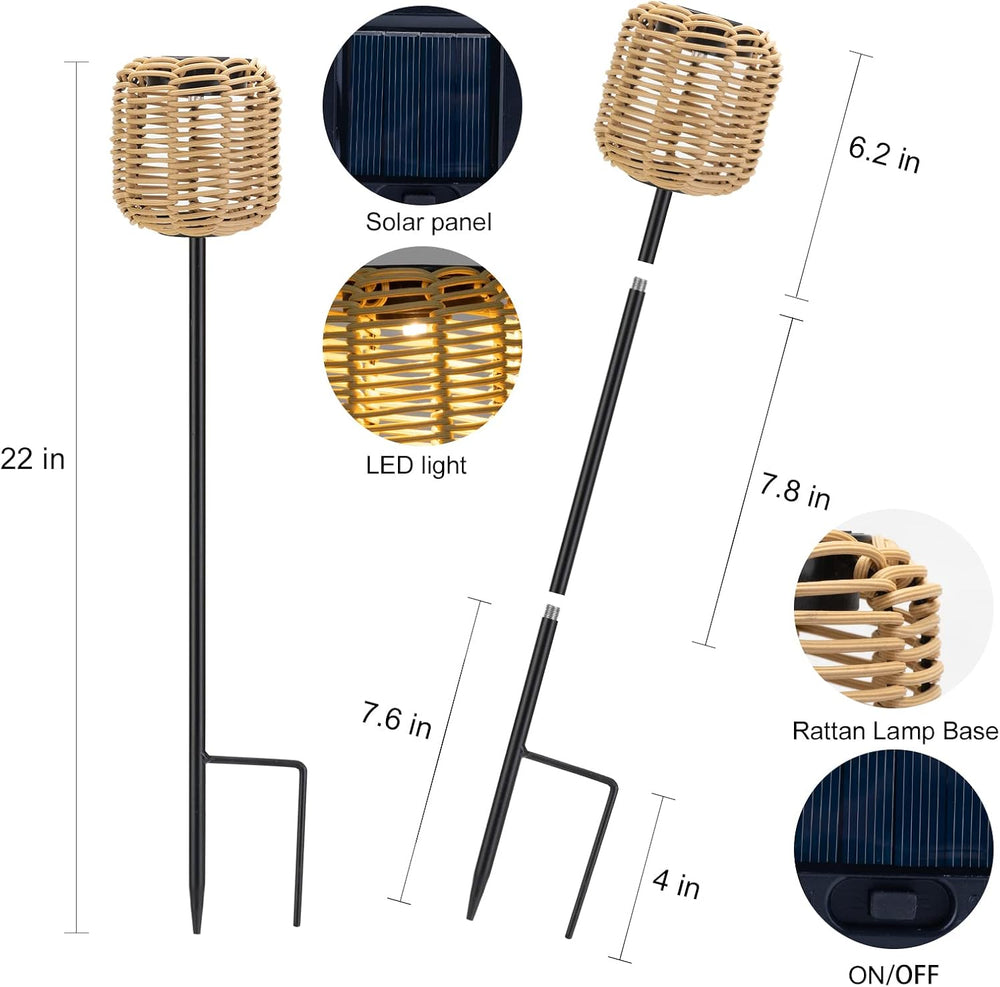 Livinlarge Solar Pathway Lights Outdoor Handmade Bamboo Weaving Garden Lights...