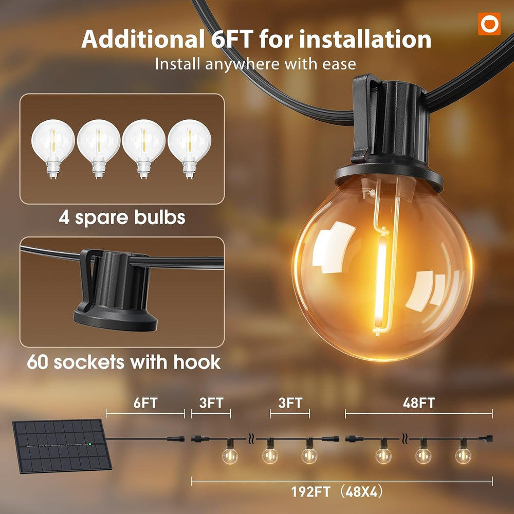 addlon 198FT Solar String Lights Outdoor, Waterproof, USB Charging