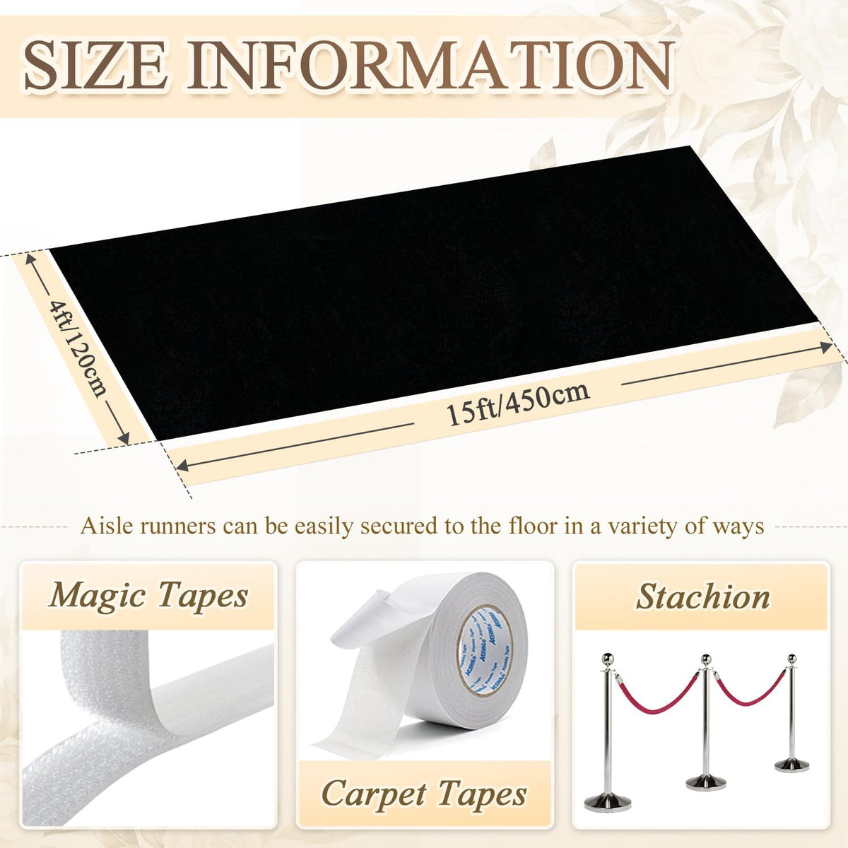 Black Aisle Runner 4FTx15FT Aisle Runner for Wedding Ceremony Velvet Aisle Runner Runway Carpet Rug for Hallway Wedding Accessories for Reception Wedding Runner Aisle Indoor for Halloween Party Decor