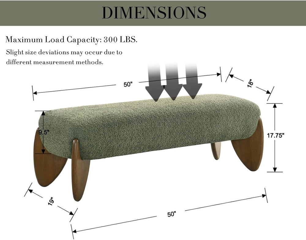 CIMOTA Modern Entryway Bench, 50" Bedroom End of Bed Bench, Green
