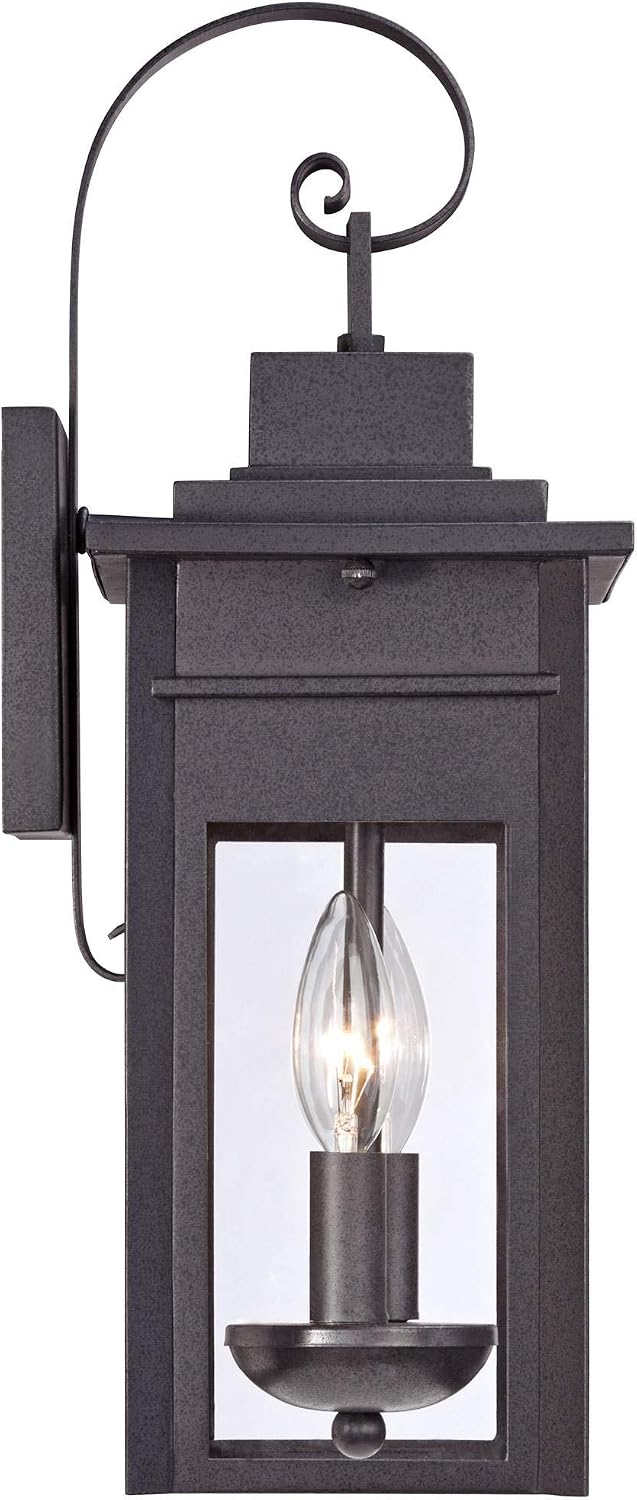 Bransford 17" Black-Gray Traditional Outdoor Lantern Wall Light Fixture