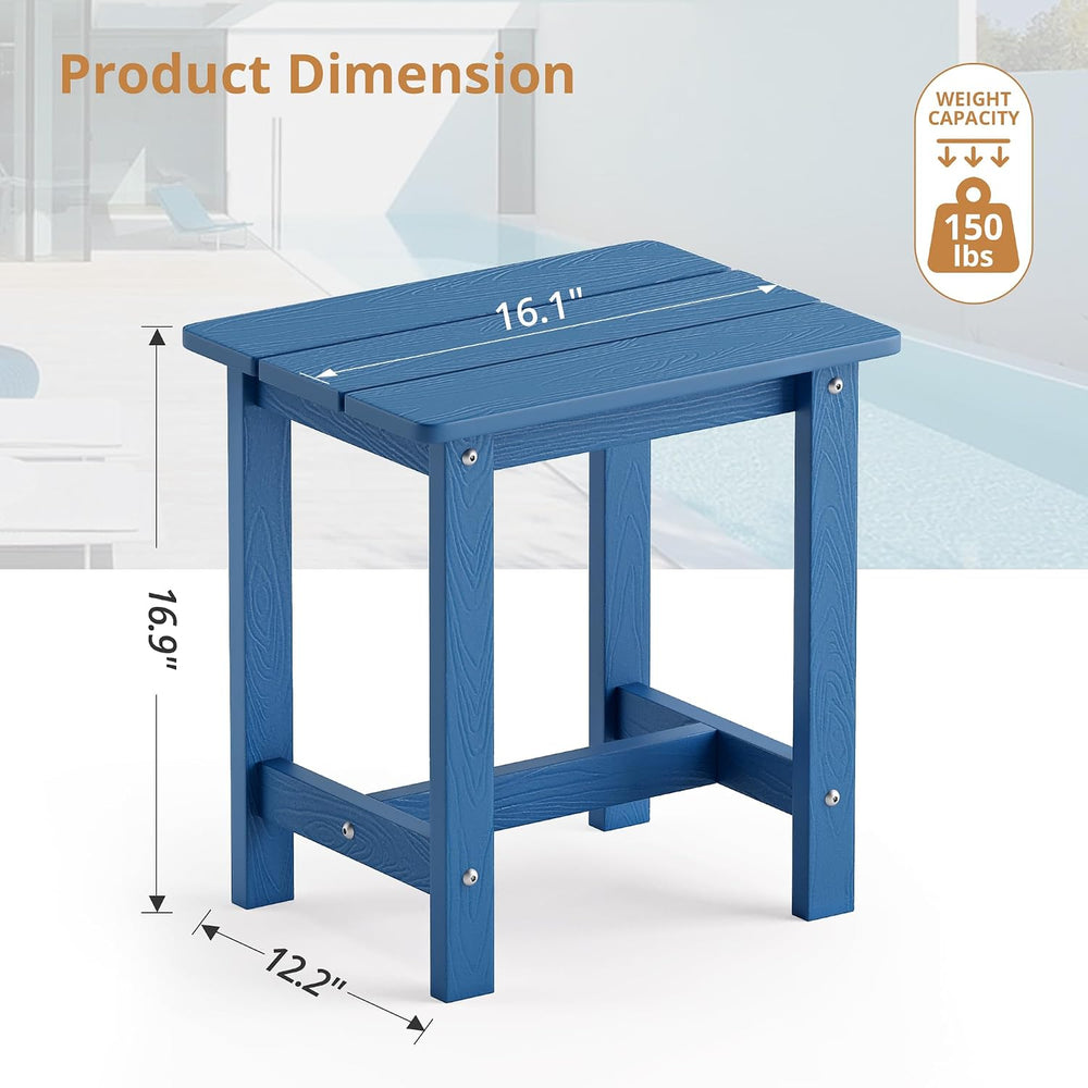 LUE BONA Small Outdoor Side Table,HDPS Adirondack Table for Patio,Navy Blue