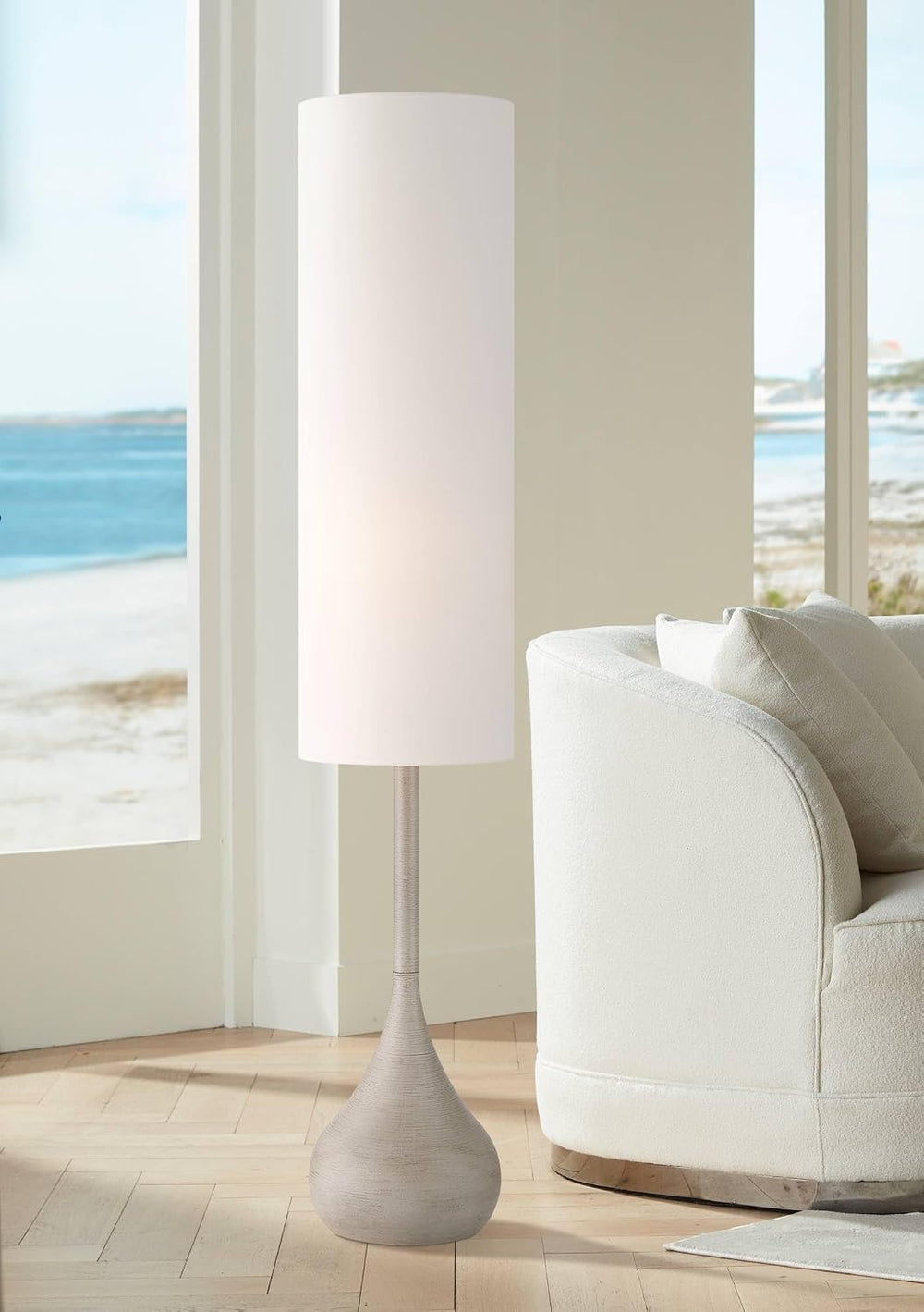 Possini Euro Design Moderne Droplet 62" Tall Natural Gray Floor Lamp
