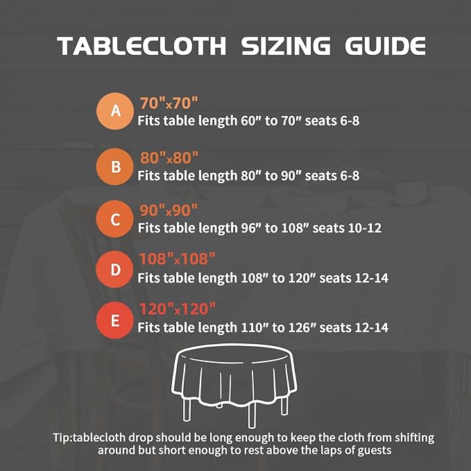 EVERLY 100% Pure Linen Round Tablecloths 70Inch Round Machine Washable Tablec...