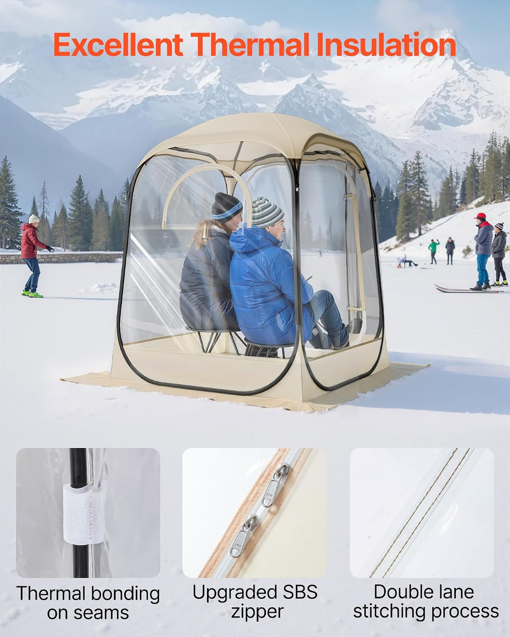 VEVOR Pop up Sports Tent, 8 Sizes Optional Clear Bubble Tent for 1-6 Person, ...