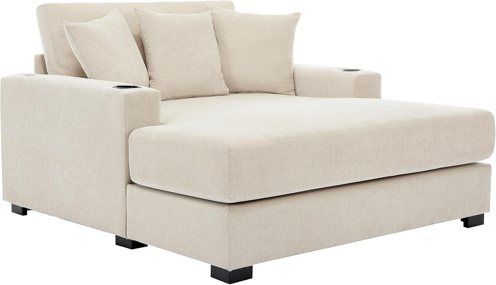 Modern 55" Indoor Oversized Chaise Lounger Cream/55