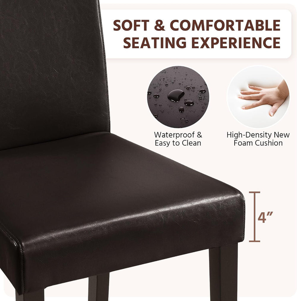 Yaheetech Dining Chairs Set of 4 Upholstered Kitchen Chairs Dark Brown