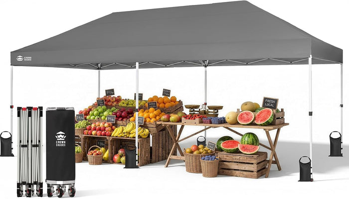 CROWN SHADES 10x20 Pop Up Canopy Tent, Event Shelter,Gray