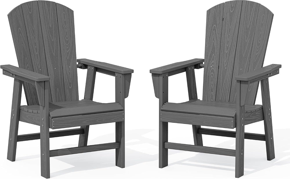SERWALL Outdoor Adirondack Dining Chair Set of 2, All Weather HDPE, Grey
