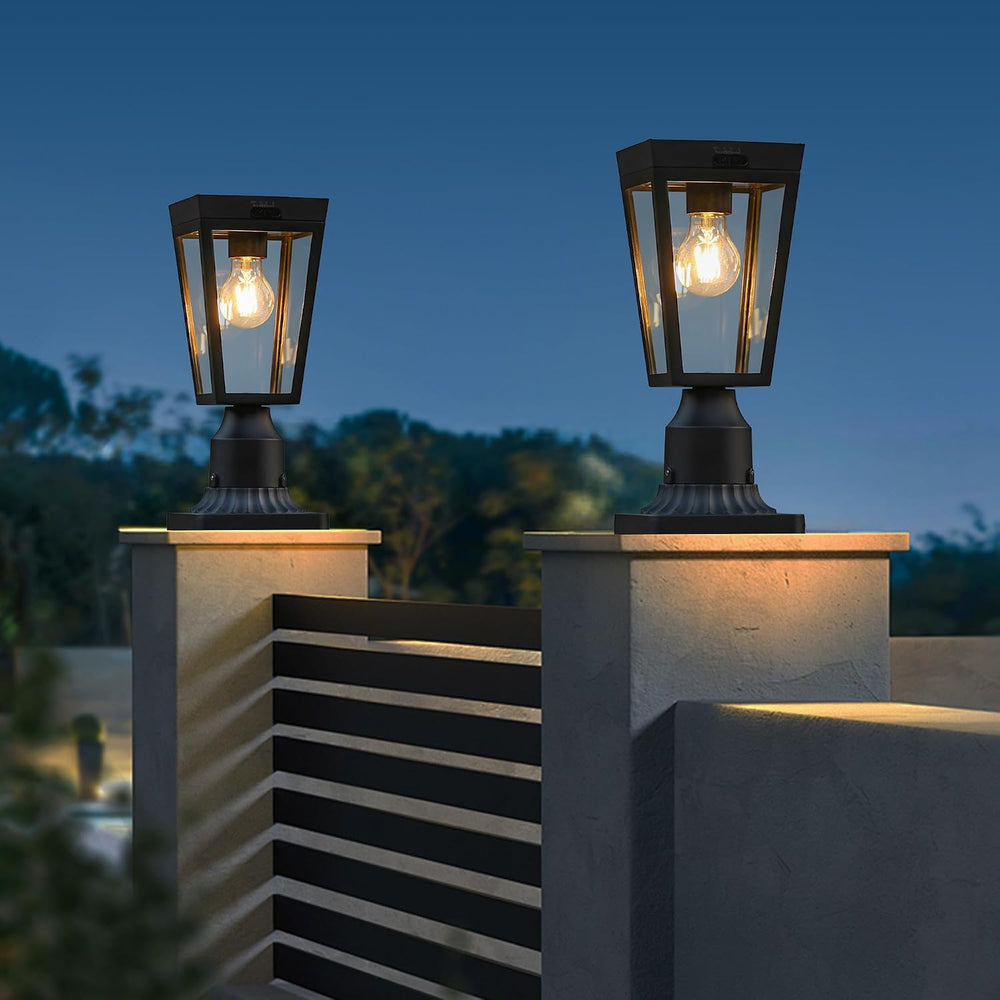 LUTEC 2 Pack Solar Post Lights, Dusk to Dawn Aluminium Solar Lamp Post Light ...