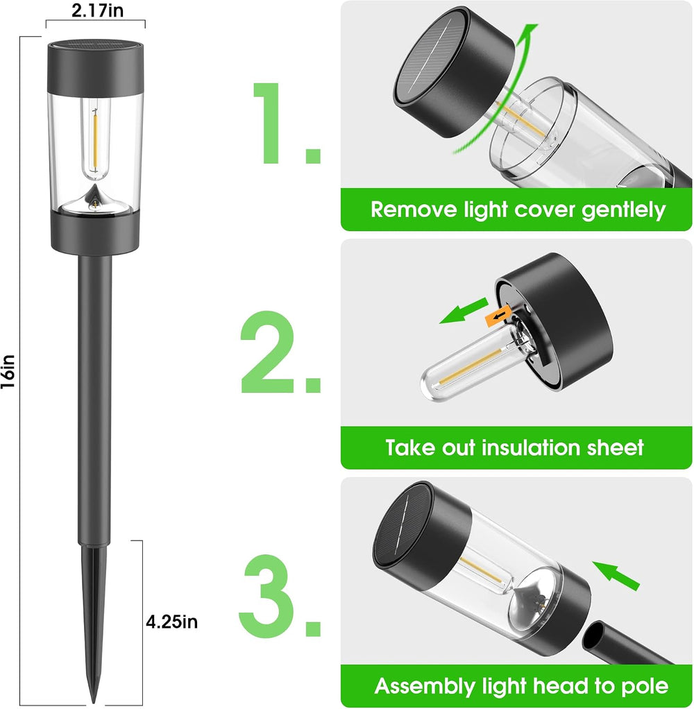 Eyrosa Solar Pathway Lights Outdoor Waterproof, 12 Pack, Cool White