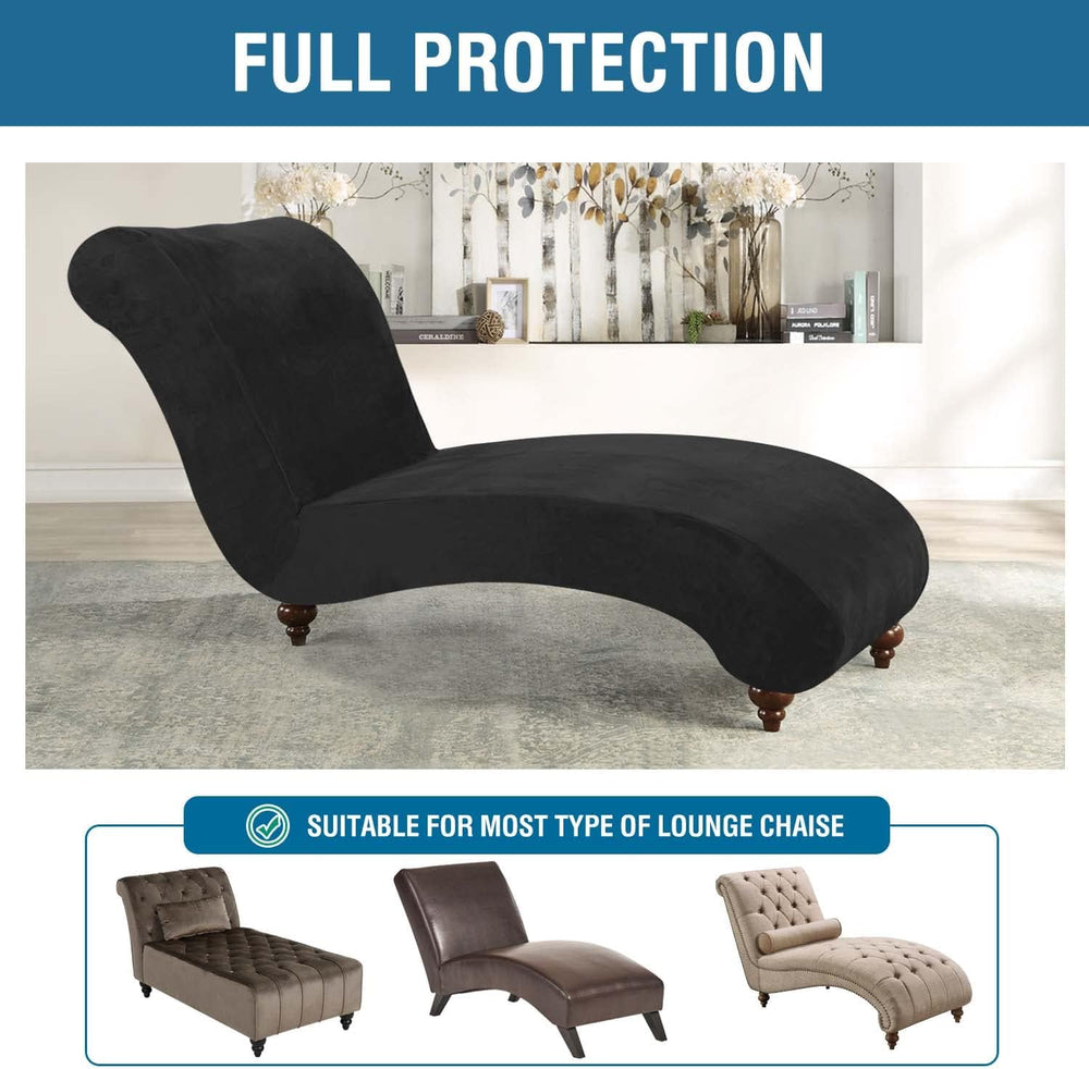 H.VERSAILTEX Chaise Lounge Cover Indoor Velvet Chaise Slipcover High Stretch ...