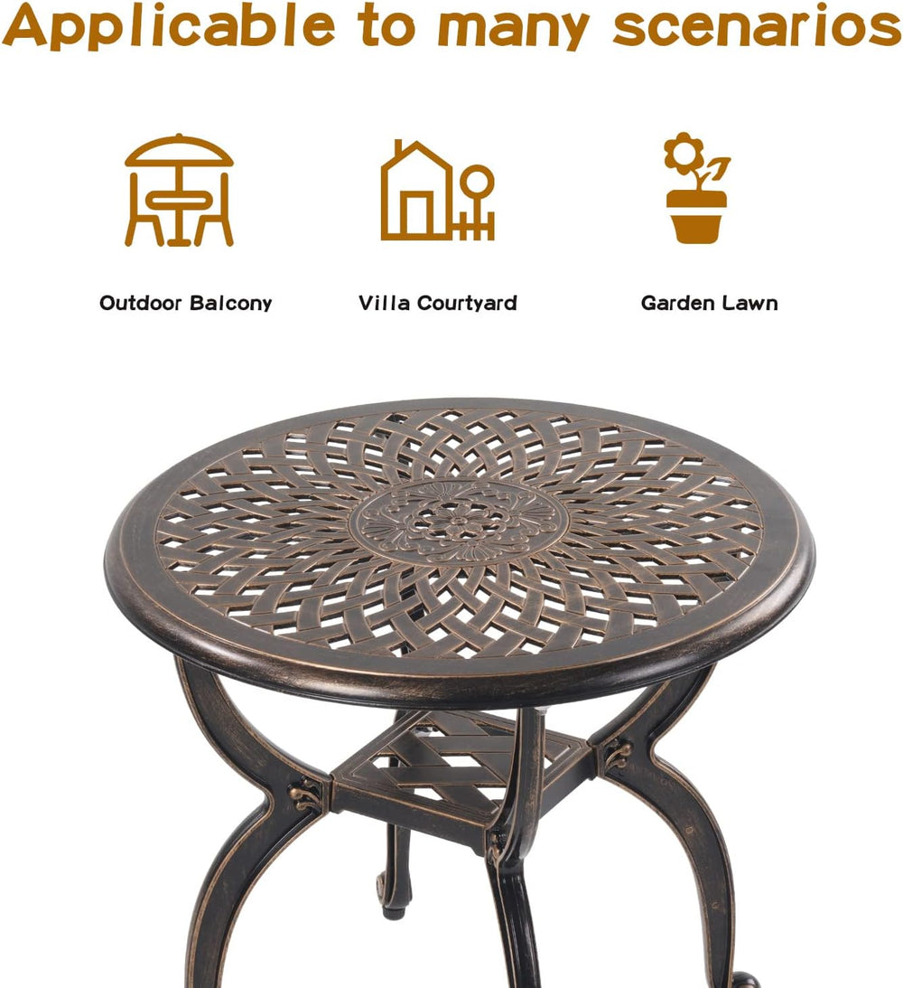 YKSY&YKSY Jardin DE CENTENNAIL 3-Piece Outdoor Bistro Set Cast Aluminum R...