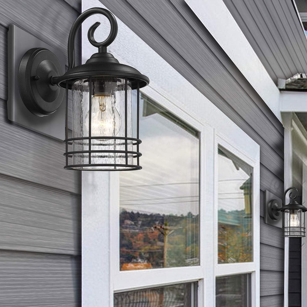 MICSIU 5.5" Wide Compact Narrow Farmhouse Matte Black Porch Light 2 Pack