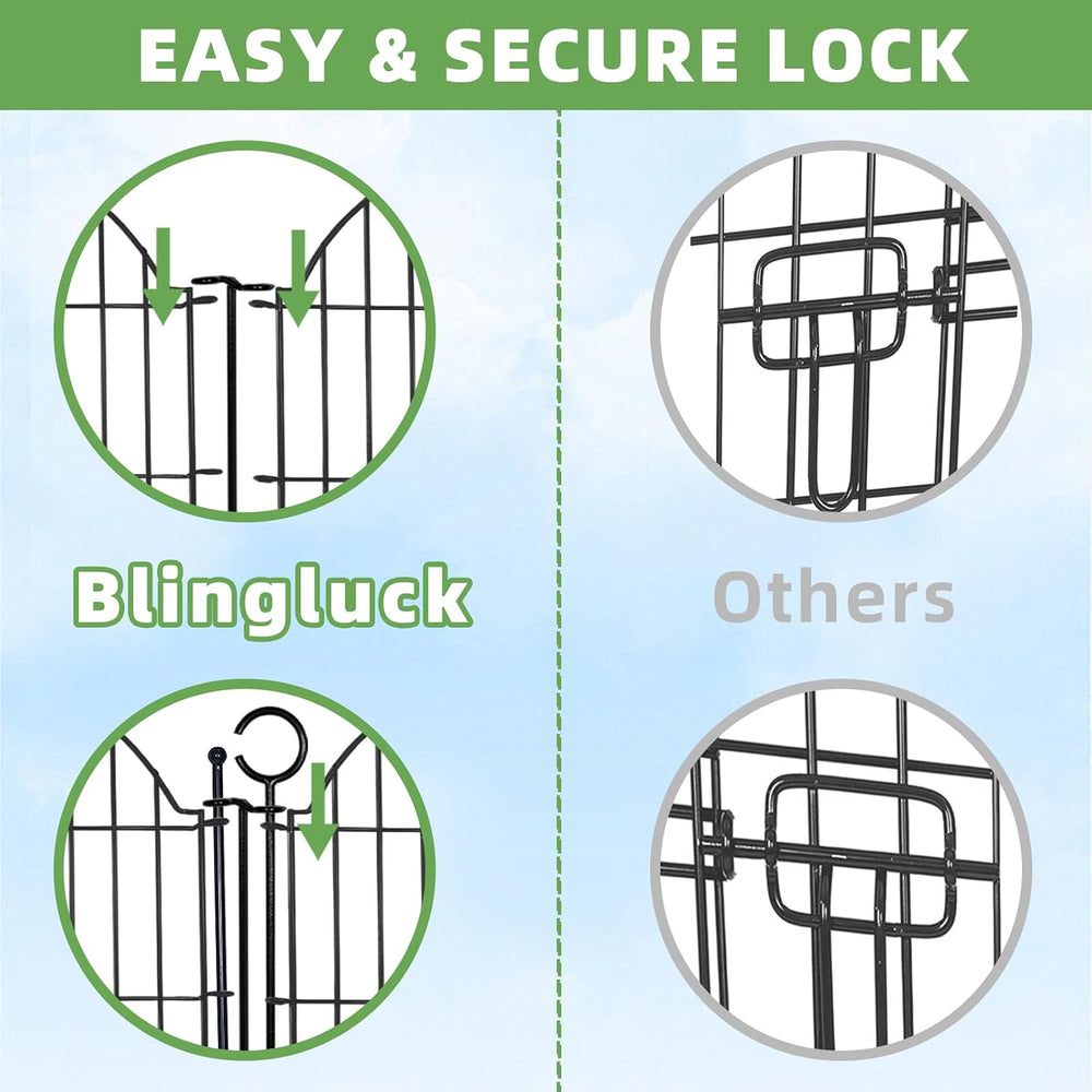 5 Panels No Dig Decorative Small Garden Fence with Gate, 24in (H) x10ft(L)