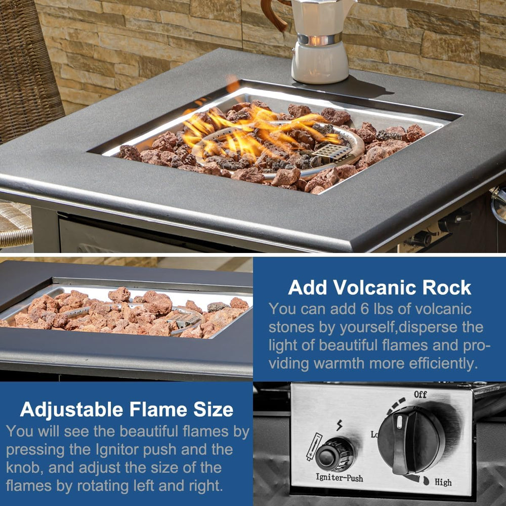 Verdeluxe 28 Inch Propane Fire Pit Table 50,000 BTU Outdoors
