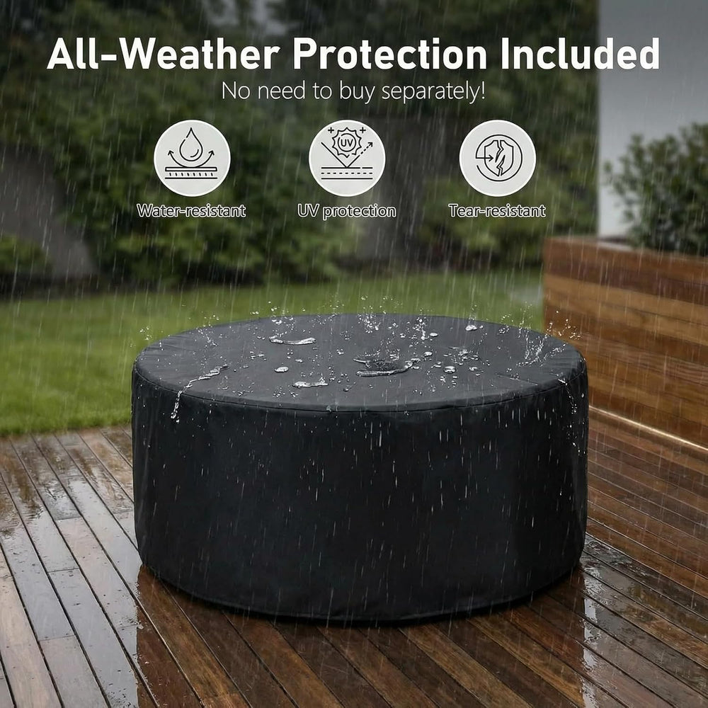 TLGREEN 30-Inch Round Propane Fire Pit Table, 50,000 BTU, Light Gray