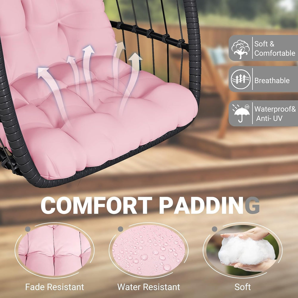 LEVELEVE Hanging Egg Chair with Stand, Patio Rattan Wicker Swing Chair, Overs...