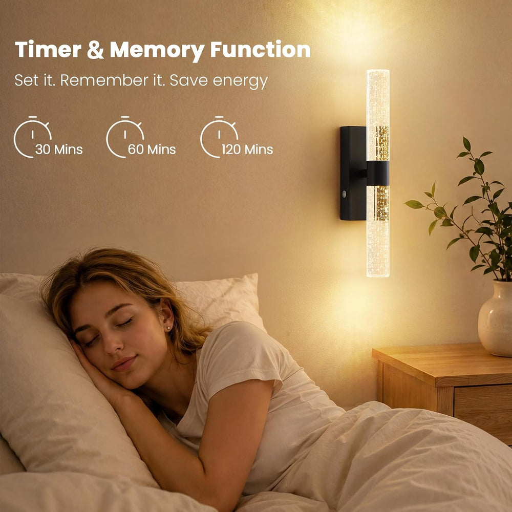 Battery Operated Wall Sconces Set of 2, 12000mAh Black Rechargeable Wall Ligh...