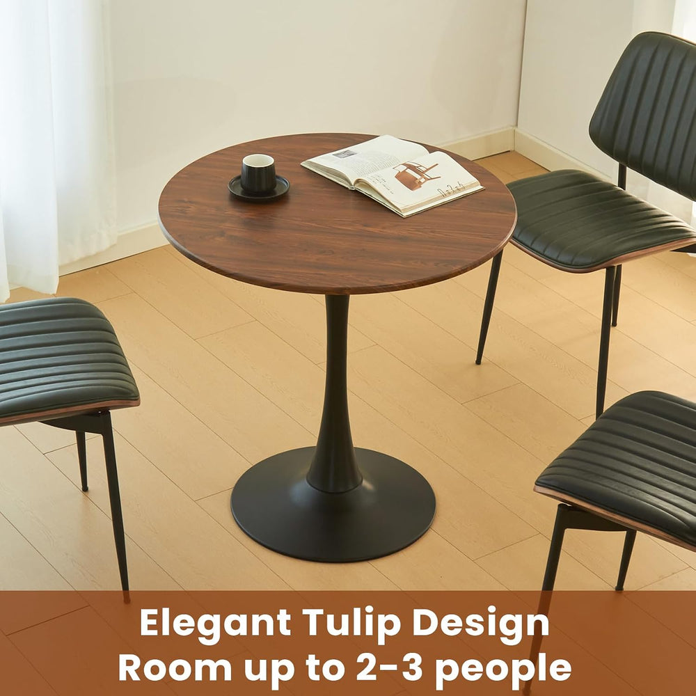 Round Dining Tulip Table for 2, Mid-Century Modern Table with Sturdy Metal Pe...