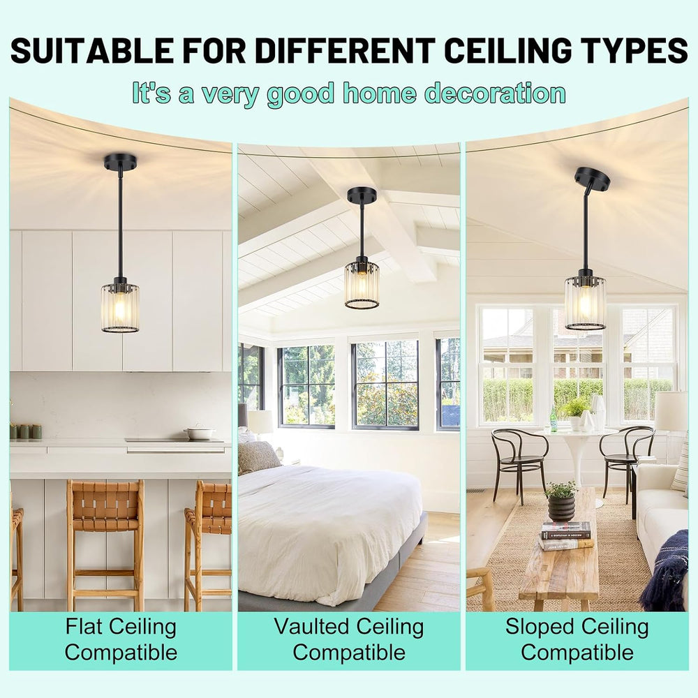3 Pack Pendant Light Fixtures, Modern Black Pendant Lights Kitchen Island, Mi...