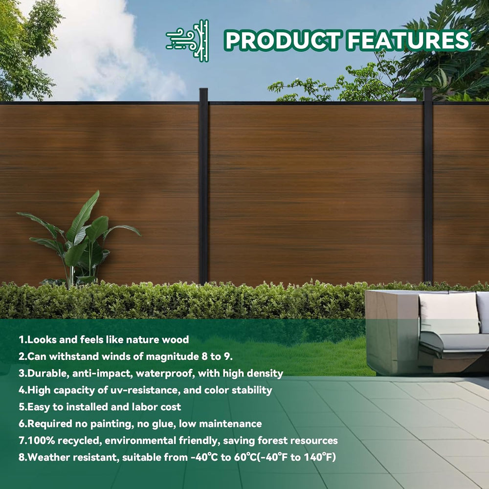 Mondaria Privacy Fence for Outside, 6ftx7.6ft Outdoor Privacy Panels with 1 I...