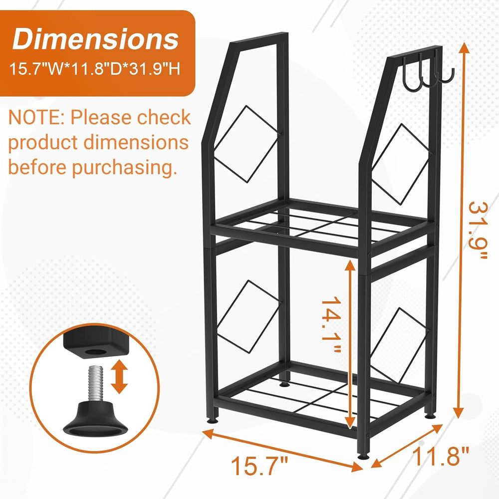 VyGrow Firewood Rack for Indoor, 2-Tier Firewood Holder with 3 Hanging Hooks,...