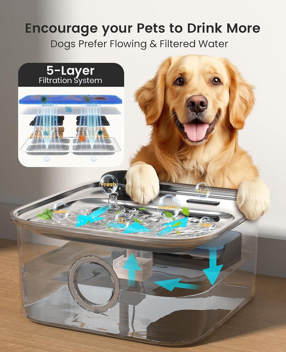 oneisall 10L/2.6Gal Dog Water Fountain for Large Dogs (with 2 Filters)