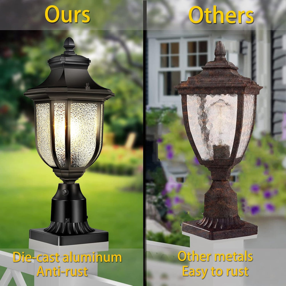 Dusk to Dawn Outdoor Post Lights Light Hardwired 120V with Pier Mount Base, A...