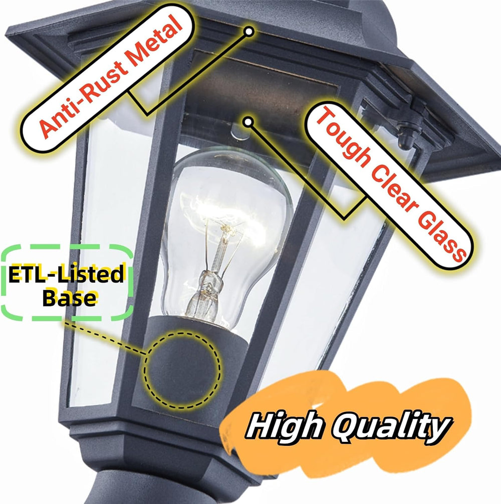 WISBEAM 2 Packs Outdoor Post Light, Pole Lantern, E26 Base 60W Max, Aluminum ...