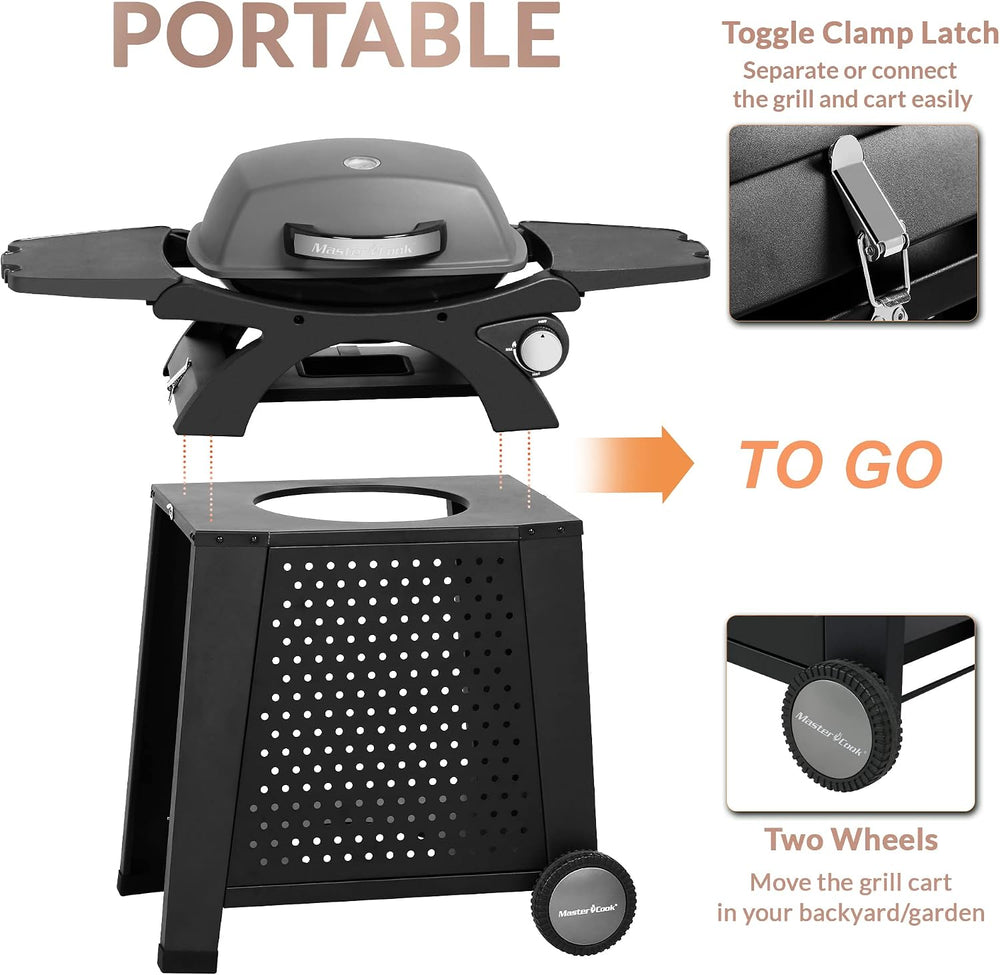 MASTER COOK Single Burner Propane Gas Grill, 11,500 BTU Portable Tabletop Bar...