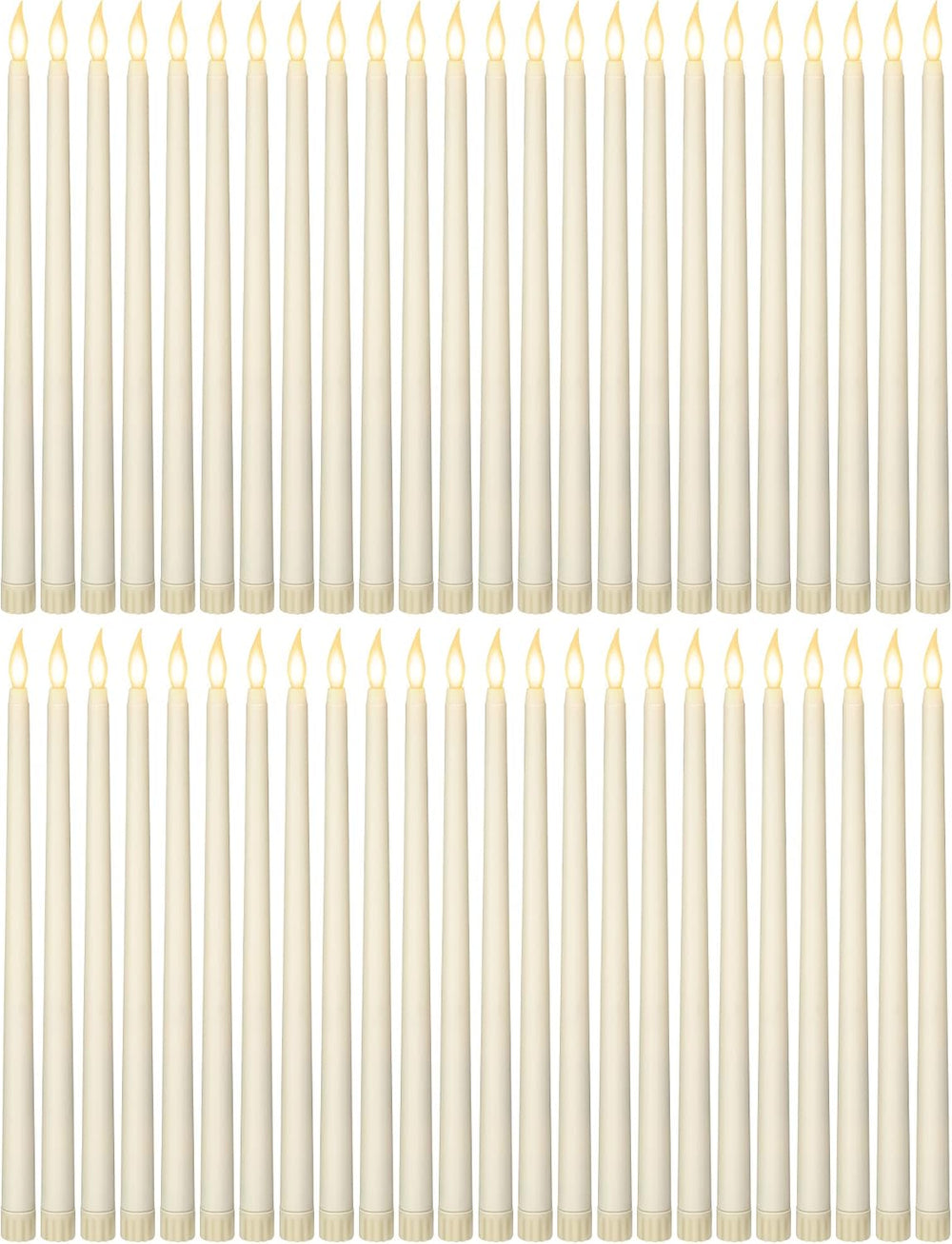 Funtery 48 Pcs Flameless LED Taper Candles,Ivory,11",Classic Style