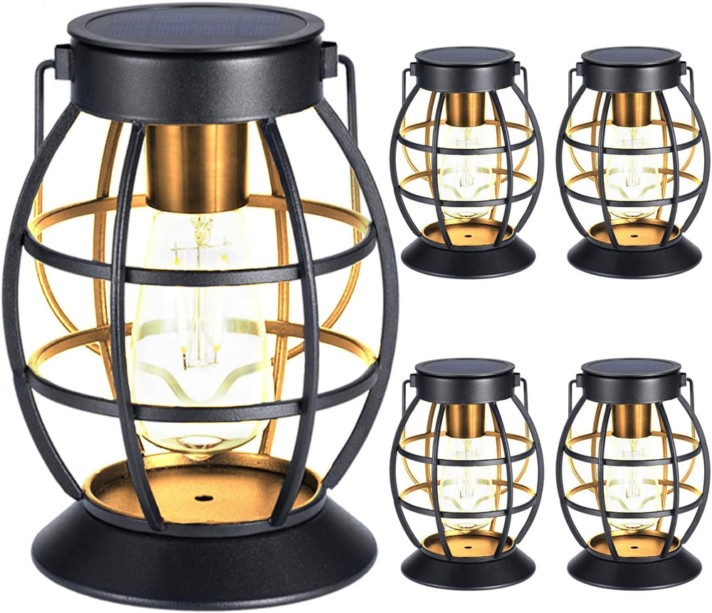 LeiDrail Solar Lanterns Outdoor, Hanging Metal Lights, Dual LED, 4 Pack