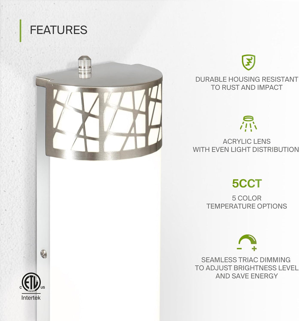 ASD 12 Inch LED Indoor Wall Sconce - Brushed Nickel Modern Dimmable 15W 2700K...