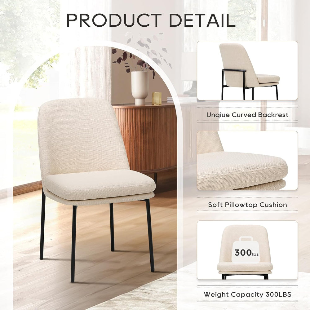 COLAMY Upholstered Dining Chairs Set of 6, Beige