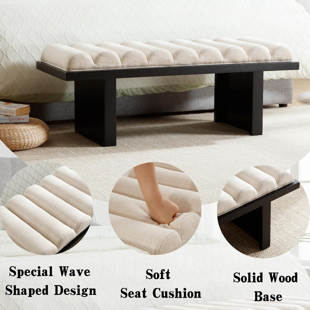 HEAH-YO Modern Bedroom Bench,47 Inches Upholstered Entryway Bench for Bedroom...