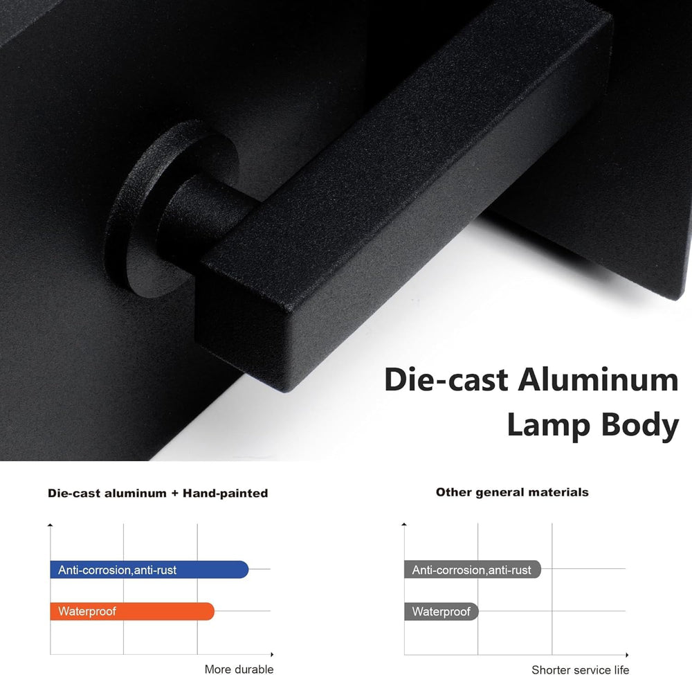 Modern Motion Sensor Outdoor Wall Light Sconce with Glass, 850LM LED, IP65 Wa...