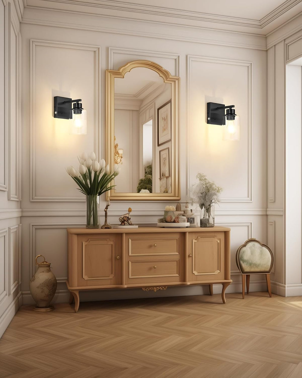 Wireless Battery Operated Wall Sconce Set of Two with Remote Control