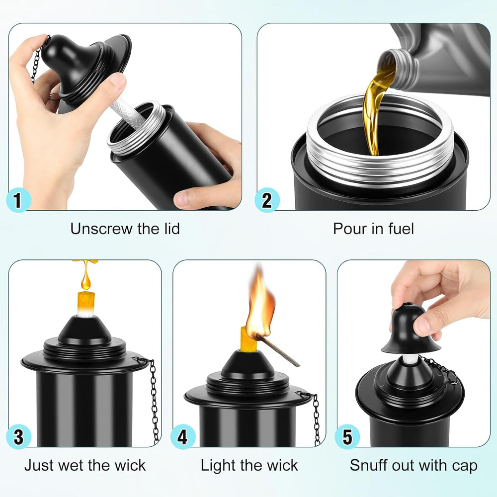 6 Pack Citronella Torches for Outside, 5-Prong Grounded Stake Outdoor Torches...
