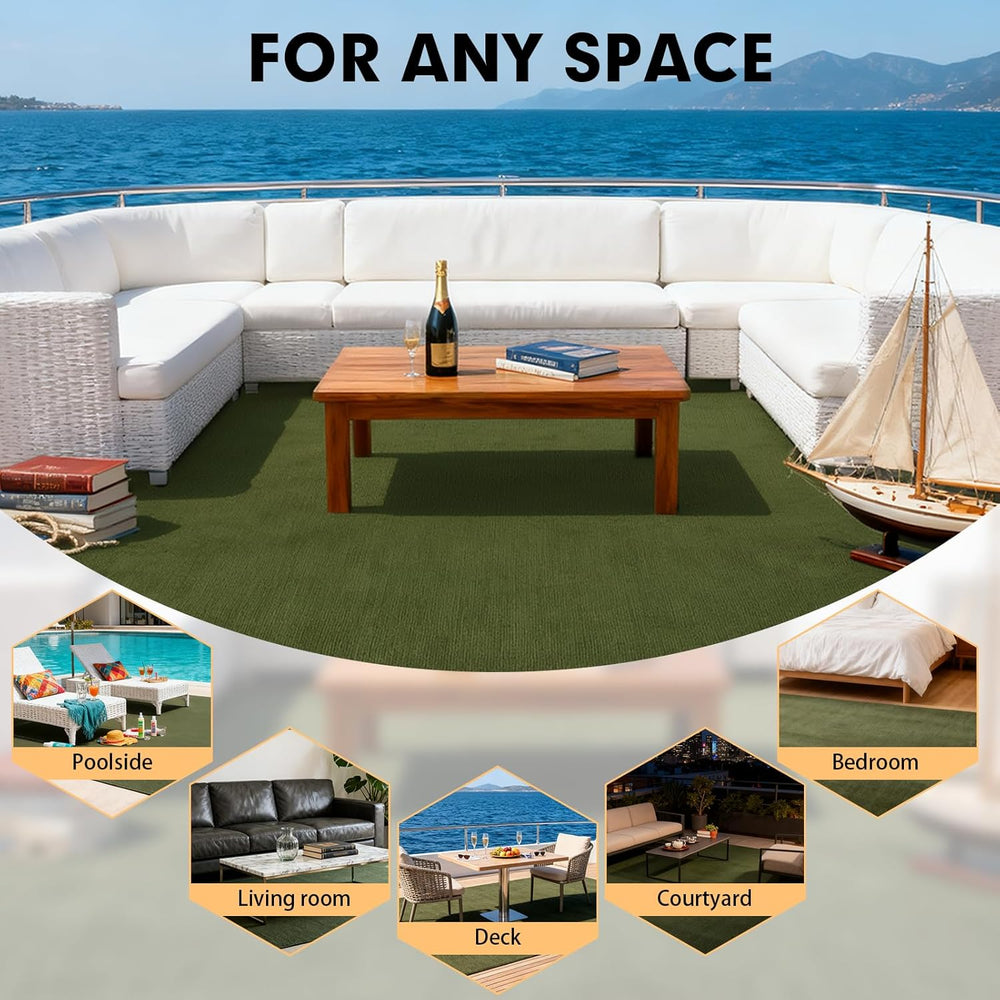 Grefinity Marine Carpet, 5 FT x 15 FT Olive Green Indoor Outdoor Carpet