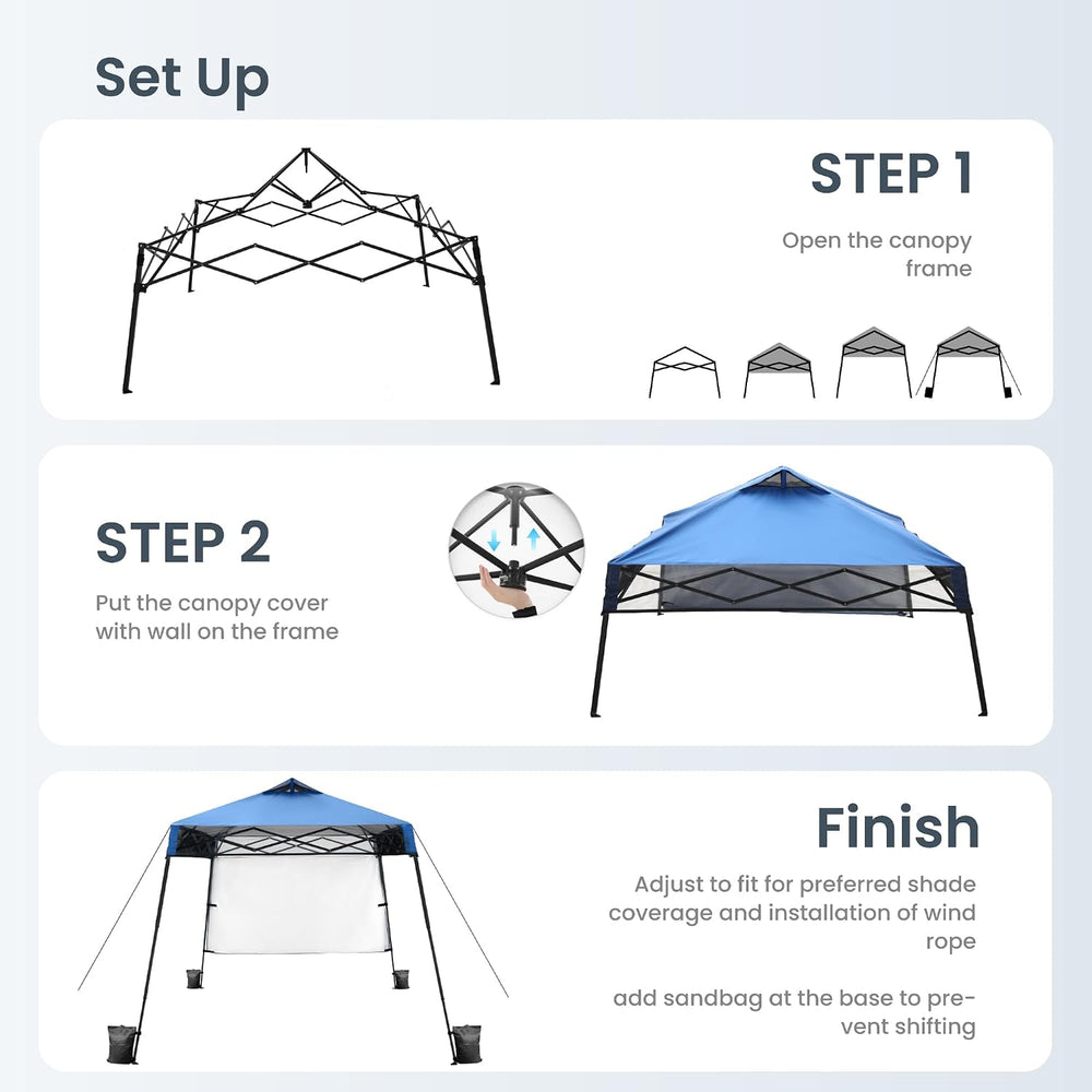 PHI VILLA 8x8ft Pop Up Canopy Tent Instant Portable Shelter