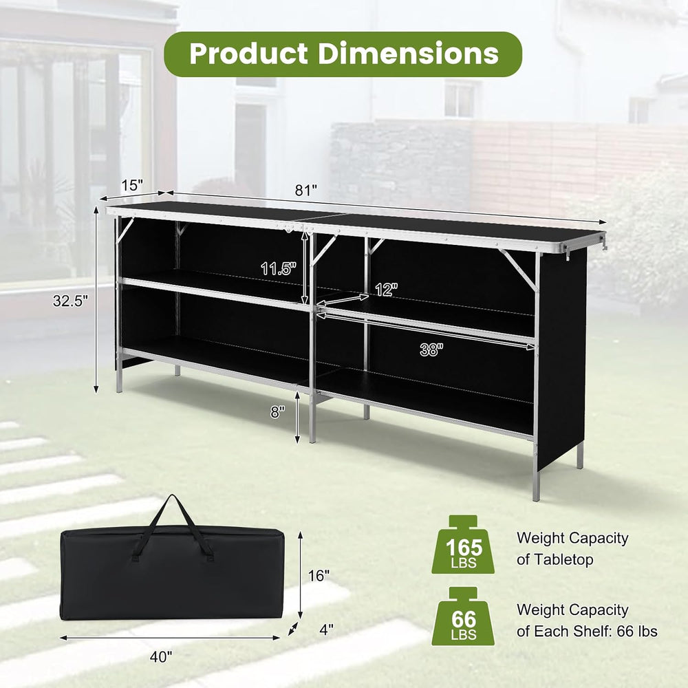 COSTWAY 81" Folding Picnic Table, Portable Bar Table with Carry Bag