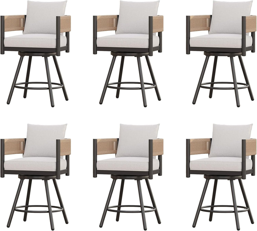 Grand patio Outdoor Swivel Bar Stools Set of 6, 26" Counter Height Swive...