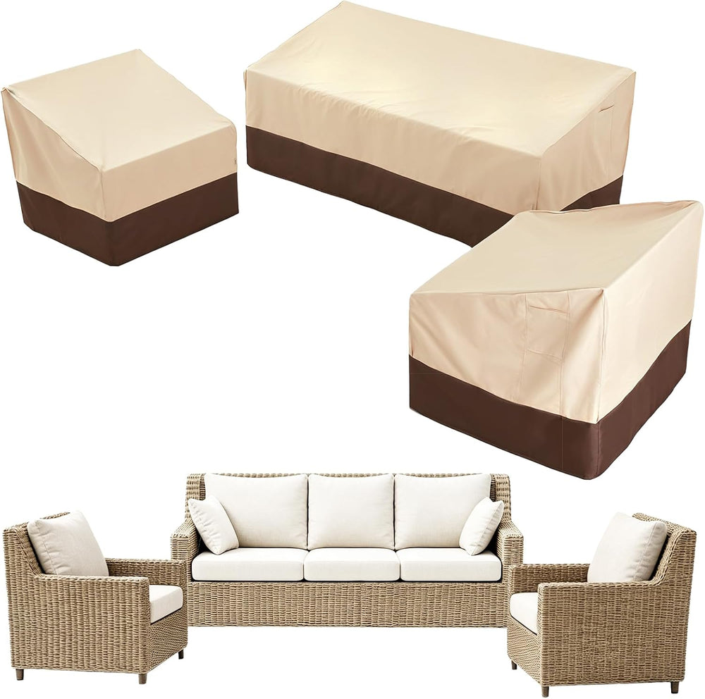 Loriano 3-Piece Patio Furniture Covers for Outdoor Seating – 600D Heavy-Duty ...