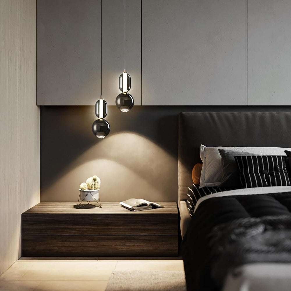 Modern Glass Pendant Light, Black Pendant Lighting LED Dimmable, Adjustable P...