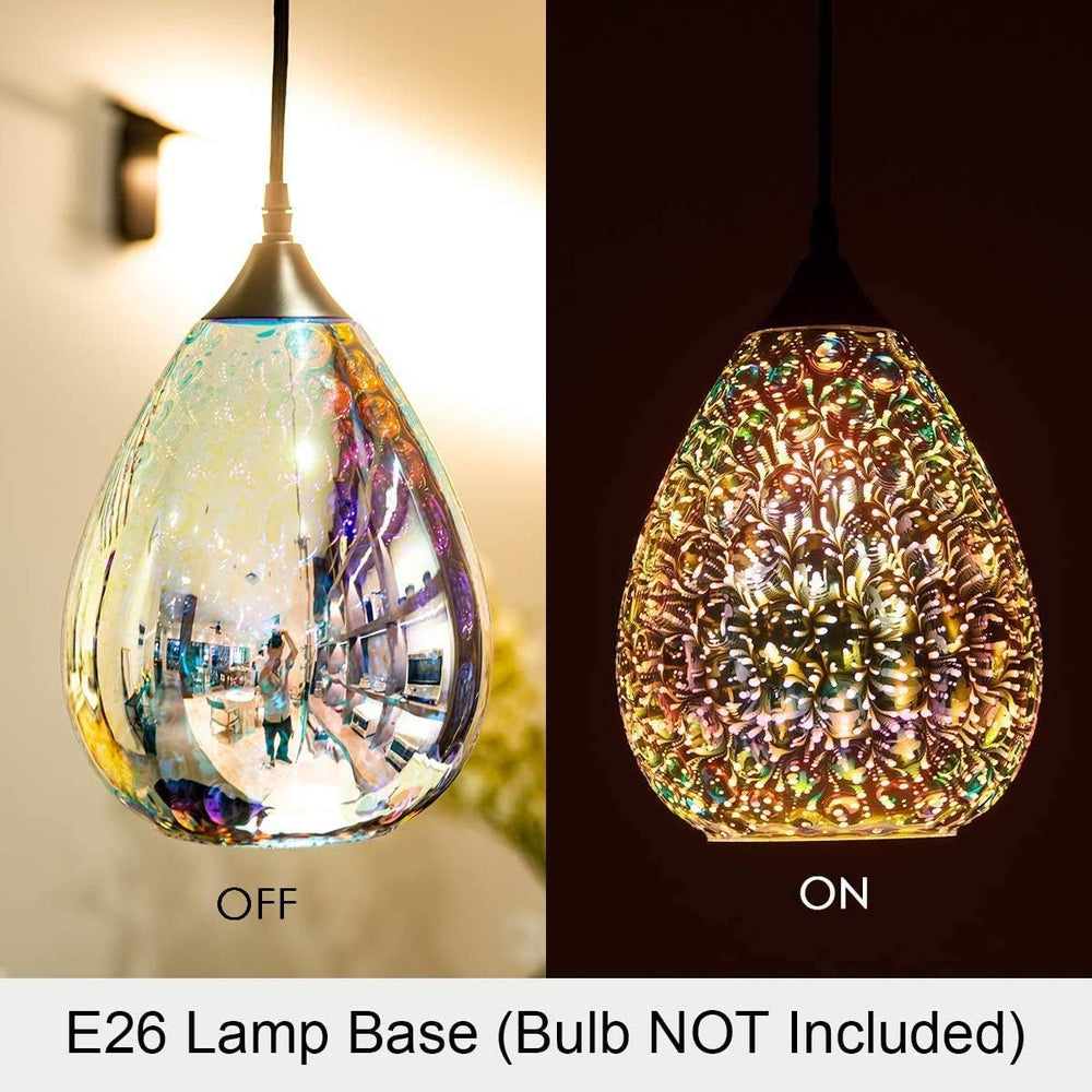 Yisuro Modern 3D Pendant Lights Kitchen Island 2 Pack, Farmhouse Colorful Gla...
